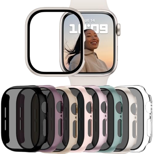 Adorve 8 Pack Privacy Case for Apple Watch Screen Protector 41mm Series 9/8/7, Full Protective Scratch Resistant Face Cover, Anti-Spy Ultra-Thin Bumper Case for iWatch 41 mm Accessories - size: 41mm for Series 9/8/7