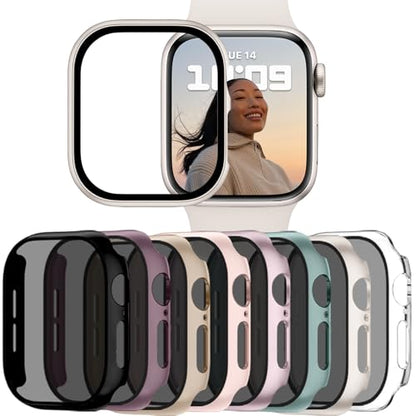 Adorve 8 Pack Privacy Case for Apple Watch Screen Protector 45mm Series 9/8/7, Full Protective Scratch Resistant Face Cover, Anti-Spy Ultra-Thin Bumper Case for iWatch 45 mm Accessories - size: 45mm for Series 9/8/7