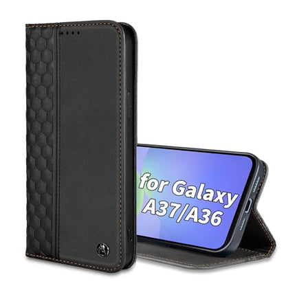 Wallet Case for Samsung Galaxy A37/A36 5G 6.7 inch 2026/2025 - PU Leather Flip Cover with Card Holder Slots, Strong Magnetic Folio Kickstand Phone Case, Black - color: Black, size: Samsung Galaxy A37/A36 6.7"