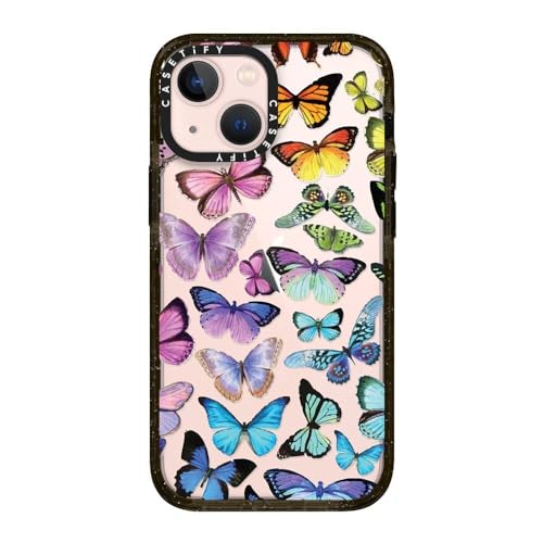 CASETiFY for iPhone 13 Mini Case - Impact | Slim Fit | 6.6 ft. Drop Protection | Butterfly Rainbow | Black - color: Butterfly Rainbow, size: Iphone 13 Mini (5.4")