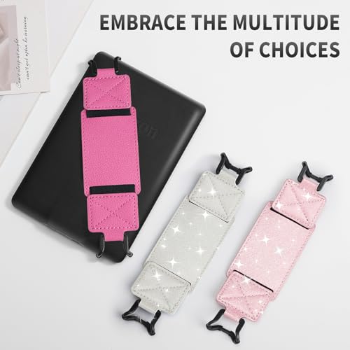 MoKo 2 Pack Hand Strap for 6-8" Kindle eReaders Tablets, Shiny Pink White - color: Shiny Pink+white