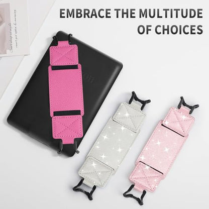 MoKo 2 Pack Hand Strap for 6-8" Kindle eReaders Tablets, Shiny Pink White - color: Shiny Pink+white