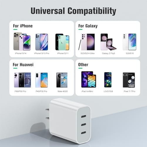 USB C Charger Block, Amoner 35W 3-Port USB C Block Fast Wall Charger