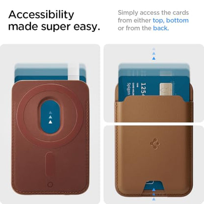 Spigen for MagSafe Wallet, Holds 3 Cards, Strong Magnet, Valentinus MagFit - color: PU Brown, size: 3-Cards