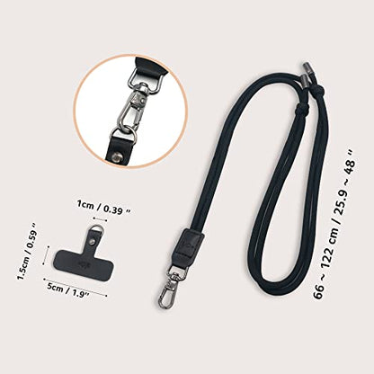 EKAX Phone Lanyard, 1x Customizable Crossbody Neck Phone Strap, 1x Removable PU Leather Tab, Hands-Free Holder for Cell Phones, Earphones, Badges & Keys, Travel Essentials Accessories (Striated Brown) - color: Striated Brown