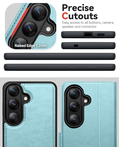 OCASE for Samsung Galaxy S26 Plus Detachable Wallet Case with Card Holder, [2 in 1] PU Leather Flip Folio Case with RFID Blocking Stand Wrist Strap Shockproof Phone Cover 2026, Ice Blue - color: Ice Blue, size: Samsung Galaxy S26 Plus