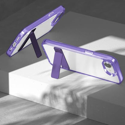 Case for iPhone 16e, Clear Kickstand | Yellowing-Resistant | Slim Transparent, 360° Kickstand, Compatible with MagSafe, Shock-Absorbing Bumper, for Hands-Free Video Calls & Movies - color: Purple