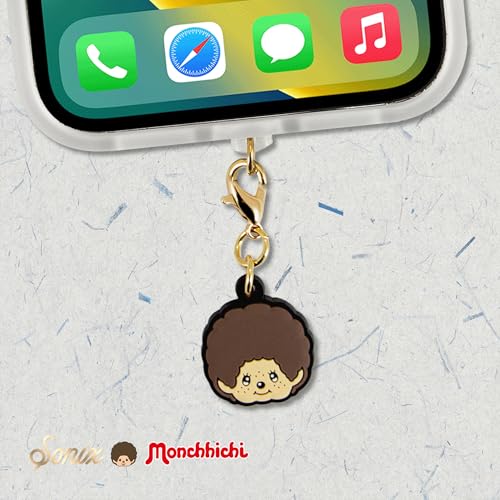 Sonix Dust Plugs - USB C + Lightning Compatible - Monchhichi Silicone Character Charging Port Charms (3 Pack) - Monchhichi, Pom Pom, Logo - color: Monchhichi