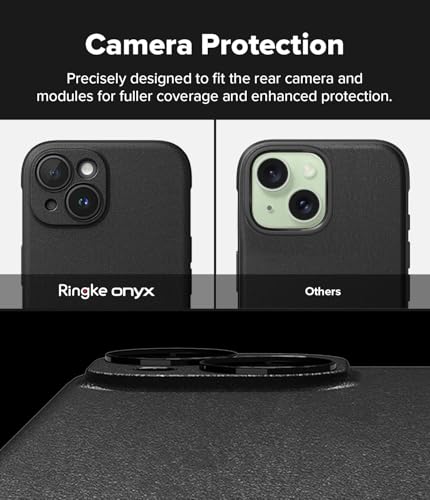 Ringke Onyx for iPhone 15 Plus Case, [Feels Good in The Hand] Oil & Dirt Resistant, Individual Lens Covers for Cameras, Non-Slip Enhanced Grip Lightweight Cover - Black | Anti-Fingerprint Texture, Slim & Lightweight, Full-Coverage Camera Protection, Non-S