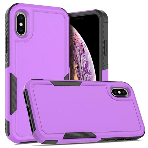 for iPhone X/iPhone Xs Case: Dual Layer Protective Heavy Duty Cell Phone Case Shockproof Rugged Bumper Tough with Screen Protector - Military Grade Drop Tested for Appple iPhone X/iPhone Xs, Purple - color: Purple (PC) + Black (TPU)