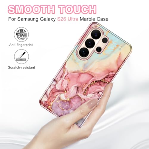 Btscase for Samsung Galaxy S26 Ultra Case, [Military Grade Drop Tested] Marble Pattern Design Slim Rugged Shockproof Women Girls Men Protective Anti-Scratch Cover, All Rose Gold - color: All Rose Gold, size: Samsung Galaxy S26 Ultra