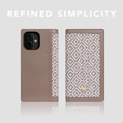 SLG D5 Edition British Fabric Wallet Case for iPhone 16 - [2-in-1] Handcrafted Detachable Diary Style with Magnetic MagSafe Back Cover, Gift Box Included (Sandy Taupe) - color: [D5 Edition] Sandy Taupe, size: iPhone 16