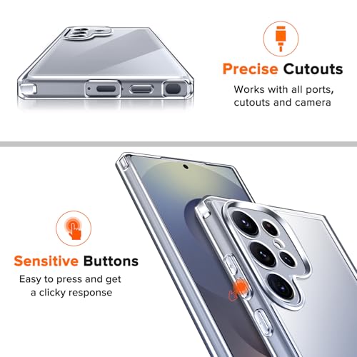 ivoler 3-in-1 Case for Samsung Galaxy S25 Ultra 5G 6.9” with 2 Pack Tempered Glass Screen Protector[Full Coverage], [Military Grade Protection] Slim Phone Bumper Cover Clear [Non-Yellowing]