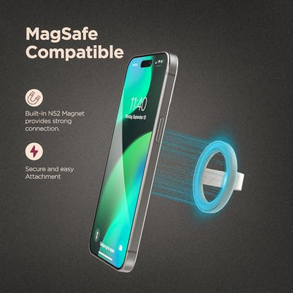 Encased Magnetic Phone Grip Holder (Compatible with MagSafe) Thin Silicone Finger Loop Ring for iPhone (Glitter) - color: Glitter