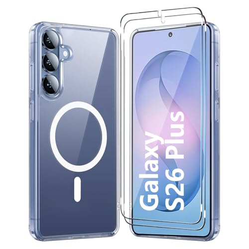 for Samsung Galaxy S26 Plus Case Clear,Magnetic S26 Plus Case with Screen Protector X2 [Compatible with MagSafe], Shockproof TPU Cover for Galaxy S 26 Plus Phone Cases-Transparent - color: Clear, size: Samsung Galaxy S26 Plus