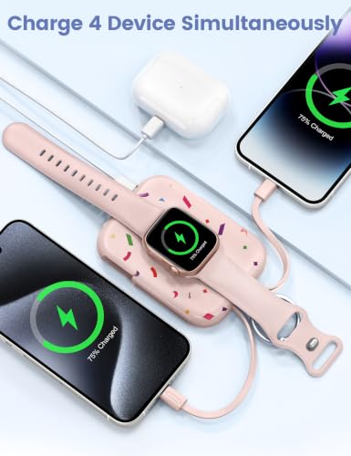 RORRY CharmGo Portable Charger, 5000mAh Portable Charger Power Bank - color: Confetti-Pink
