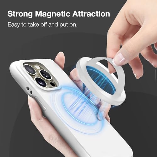 Magnetic Silicone Phone Grip | Super Strong Magnetic Design, 360° Rotation, Comfortable Grip, Compatible with iPhone 16/15/14/13/12 Series, Perfect for Selfies and Watching Videos（White） - color: White