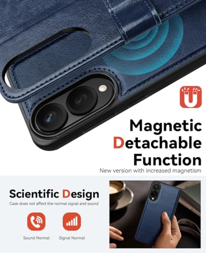 OCASE for Samsung Galaxy S25 Edge Detachable Wallet Case, Blue | 2-in-1, Card Holder, RFID Blocking, Stand, Wrist Strap, Shockproof, Wireless Charging, Magnetic, PU Leather Flip Phone Cover - color: Blue, size: Samsung Galaxy S25 Edge