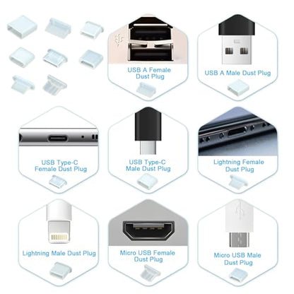 70 Pcs USB Anti Dust Cover Plugs, Silicone Port Protector Caps - size: For Male & Female Port Dust Cover Caps