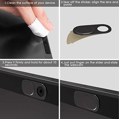 Laptop Camera Cover Slide, 0.027 Inch Ultra-Thin Metal Camera Privacy Covers, Webcam Cover Camera Cover Slide for iPhone, iPad, Mac, MacBook, Laptop, PC, Protect Your Privacy Security (Black-3 Pack) - color: Black - 3 Pack