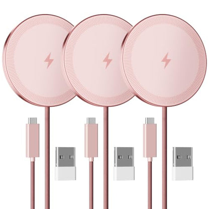 15W Magnetic Fast Charging Pad, Wireless Charger for Apple MagSafe - color: Pink*3