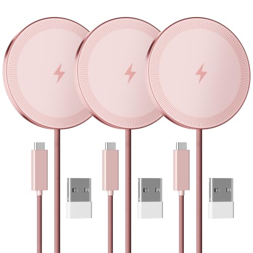 15W Magnetic Fast Charging Pad, Wireless Charger for Apple MagSafe - color: Pink*3