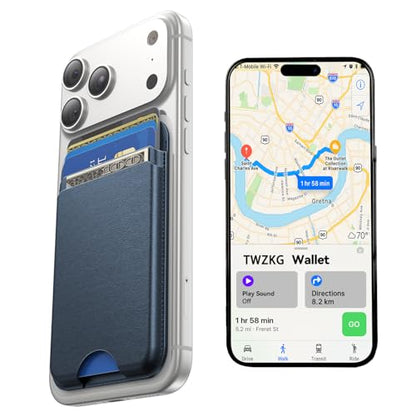 TWZKG for MagSafe Wallet, Works with Apple Find My,5 Card Holder, Slim Magnetic Phone Wallet for iPhone 17/16/15/14/13/12 Pro Max Plus Air, RFID Blocking Vegan Leather,Blue - color: Findmy Blue