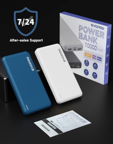 2-Pack Portable Charger, 10000mAh Power Bank, Battery Pack, Battery Bank - color: Blue&White