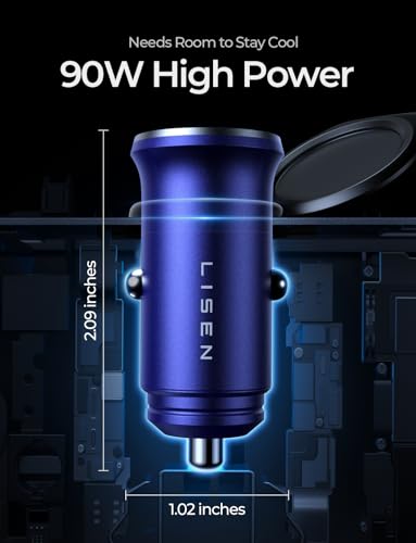 LISEN 90W USB C Car Charger USB C Fast Charge, PD3.0 Fast Car Charger, Blue - color: Blue, size: 1 Pack