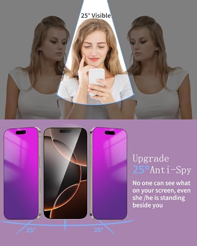 2 Pack for iPhone 16 Pro Max Privacy Screen Protector 6.9 Inch - color: For iphone 16 Pro Max Purple