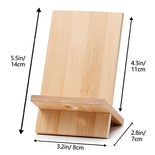 Bamboo Cell Phone Stand with Charging Hole, Detachable Wood Mobile Phone Holder for Desk Tablet Stand Wooden Desktop Dock Cradle for iPhone iPad Samsung and All Smartphones