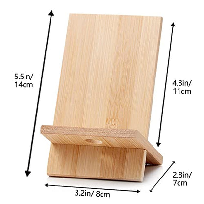 Bamboo Cell Phone Stand with Charging Hole, Detachable Wood Mobile Phone Holder for Desk Tablet Stand Wooden Desktop Dock Cradle for iPhone iPad Samsung and All Smartphones