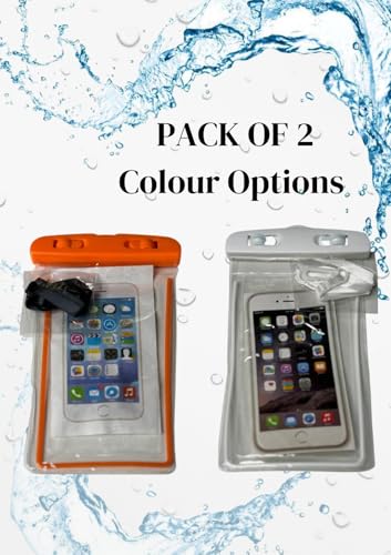 Waterproof Phone Pouch 2 Pack, Universal IPX8 Phone Dry Bag Case with Lanyard, Clear Touch Screen for iPhone, Samsung & Android, Fits Most Phones (Orange and White) - color: Orange and White