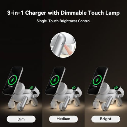 3 in 1 Charging Station for Apple Devices, Magnetic Wireless Fast Charger Stand Compatible with MagSafe for iPhone 17/16/15/14/13/12/Air Series, Apple Watch & Airpods - color: White