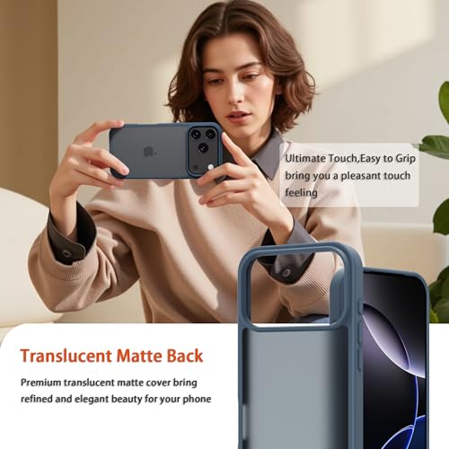 for iPhone 17 pro max Case Translucent Matte Phone Cover, [10 FT Military Grade Drop Protection] Slim Durable Shockproof Protective Bumper (Dark Blue, iPhone 17 pro max) - color: Dark Blue, size: iPhone 17 Pro Max