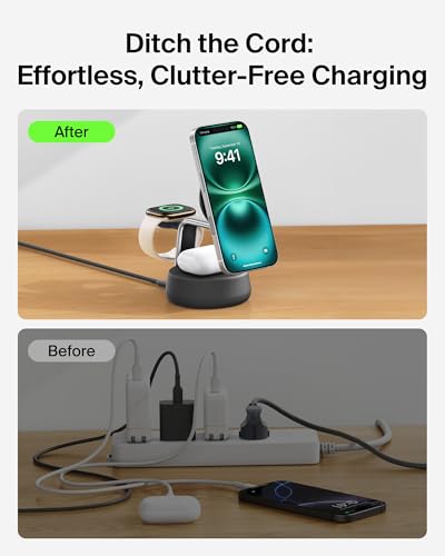 Belkin Qi2.2 25W Wireless Fast Charging Station, 3 in 1 iPhone Charger - color: Black, style: 3 in 1