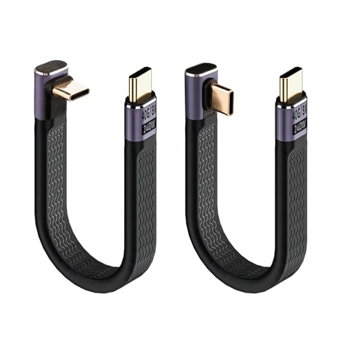 90 Degree Short USB C to USB C Cable 5 Inch 240W 40Gbps 8K - color: Black, size: 90Degree male to male