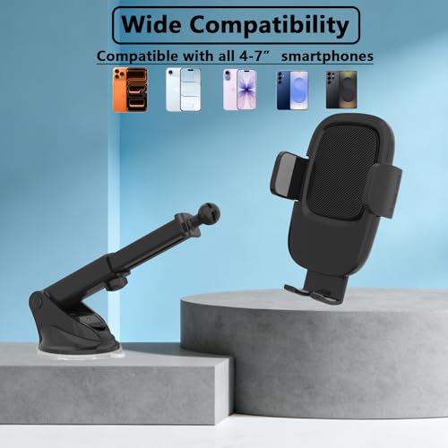 Universal Car Phone Holder Adjustable for Windshield, Black