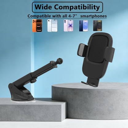 Universal Car Phone Holder Adjustable for Windshield, Black