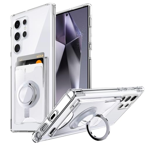 Shields Up for Samsung Galaxy S25 Ultra Case, Galaxy S25 Ultra Case, Minimalist Wallet Case with Card Holder & Ring Kickstand/Stand, Slim Protective Shockproof Cover for Samsung S25 Ultra - Clear - color: Clear, size: Galaxy S25 Ultra