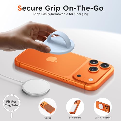 Magnetic Phone Grip Ring, Compatible with MagSafe, Upgraded Liquid Silicone for Secure Comfort, Rotating Finger Loop Ring Grip Holder for iPhone 17/16/15/14/13/12 Pro Max Plus, Baby Blue - color: Baby Blue