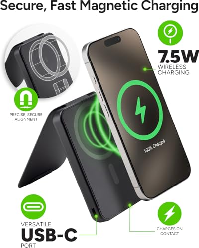 Mophie snap+ Juice Pack mini with Stand (2023) - 5000mAh Magnetic Portable Charger, MagSafe & Wireless Charging Compatible, USB-C to USB-C Cable Included - style: Juice Pack Mini w/ Stand