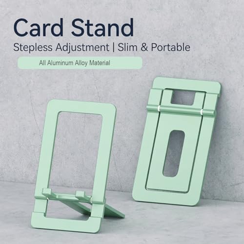 Ultra Slim Aluminum Card Phone Stand, Portable Foldable Pocket Cell Phone Holder, Adjustable Desktop Smartphone Stand for iPhone, Samsung, Android Phones, Travel Home (Lemon Green) - color: Lemon green