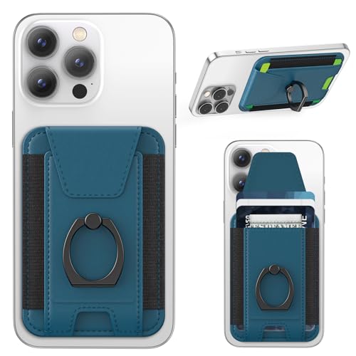 for Magsafe Wallet with Grip, 6-Card Holder; Stronger Magnetic Phone Wallet - color: Midnight Blue