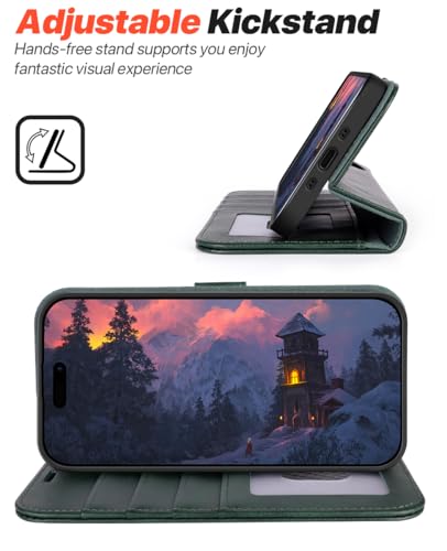 OCASE for iPhone Air Detachable Wallet Case with Card Holder, 2 in 1 PU Leather Flip Folio with RFID Blocking Stand Wrist Strap Shockproof Phone Cover 6.5 Inch 2025, Blackish Green - color: Blackish Green, size: iPhone Air
