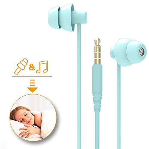 MAXROCK (TM Total Soft Silicon Headphones with Mic Sleep Travel Choice for Cellphones Tablets and 3.5mm Jack (Light Green) - color: Light Green