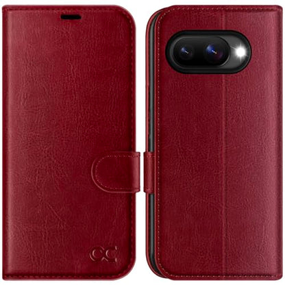 OCASE Compatible with Google Pixel 10a Wallet Case, PU Leather Flip Folio Case with Card Holders RFID Blocking Kickstand [Shockproof TPU Inner Shell] Phone Cover 2026, Red - color: Red
