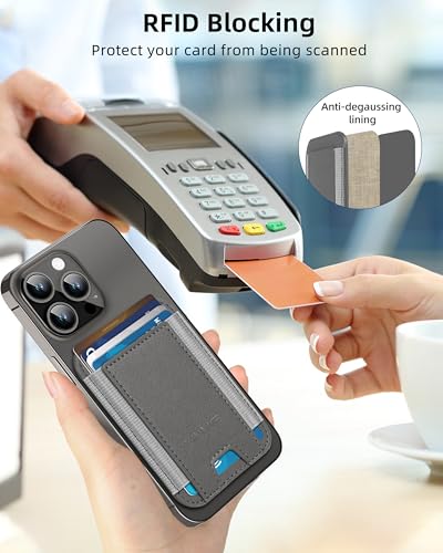 HiWe for MagSafe Wallet, 7 Cards Holder for Phone Case, RFID Blocking - color: Grey Wallet - Grey Band