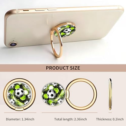 Cell Phone Ring Holder, Cute Metal Phone Grip Stand Finger Ring Kickstand, Flexible 360°Rotation Phone Tablet Case Accessories Compatible with Most Phones Green Neon Soccer - color: Green Neon Soccer