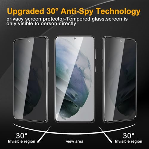 2 Pack Privacy Screen Protector for Samsung Galaxy S21+/S21 Plus With 2 Pack Camera Lens Protector, Anti Spy Tempered Glass Film, 9H Hardness, Black Protector, Anti-Scratch, Bubble Free - size: Galaxy S21+/S21 Plus FK22